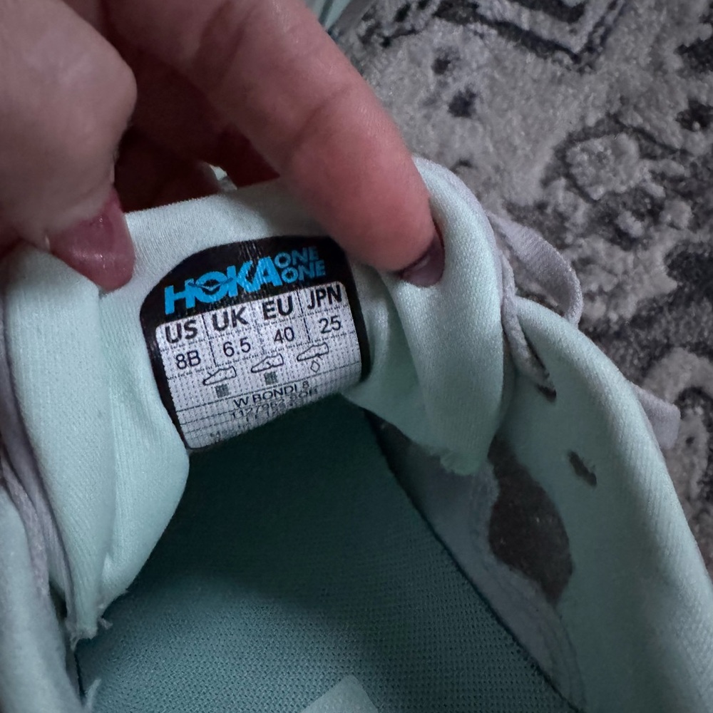 Hoka Bondi 8 Women's Gray and Mint Sneakers - Picture 5 of 5